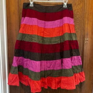 apt 9 Cotton Tiered Gauze Colorful‎ Striped Shirt Women's 8 Peasant Boho Western